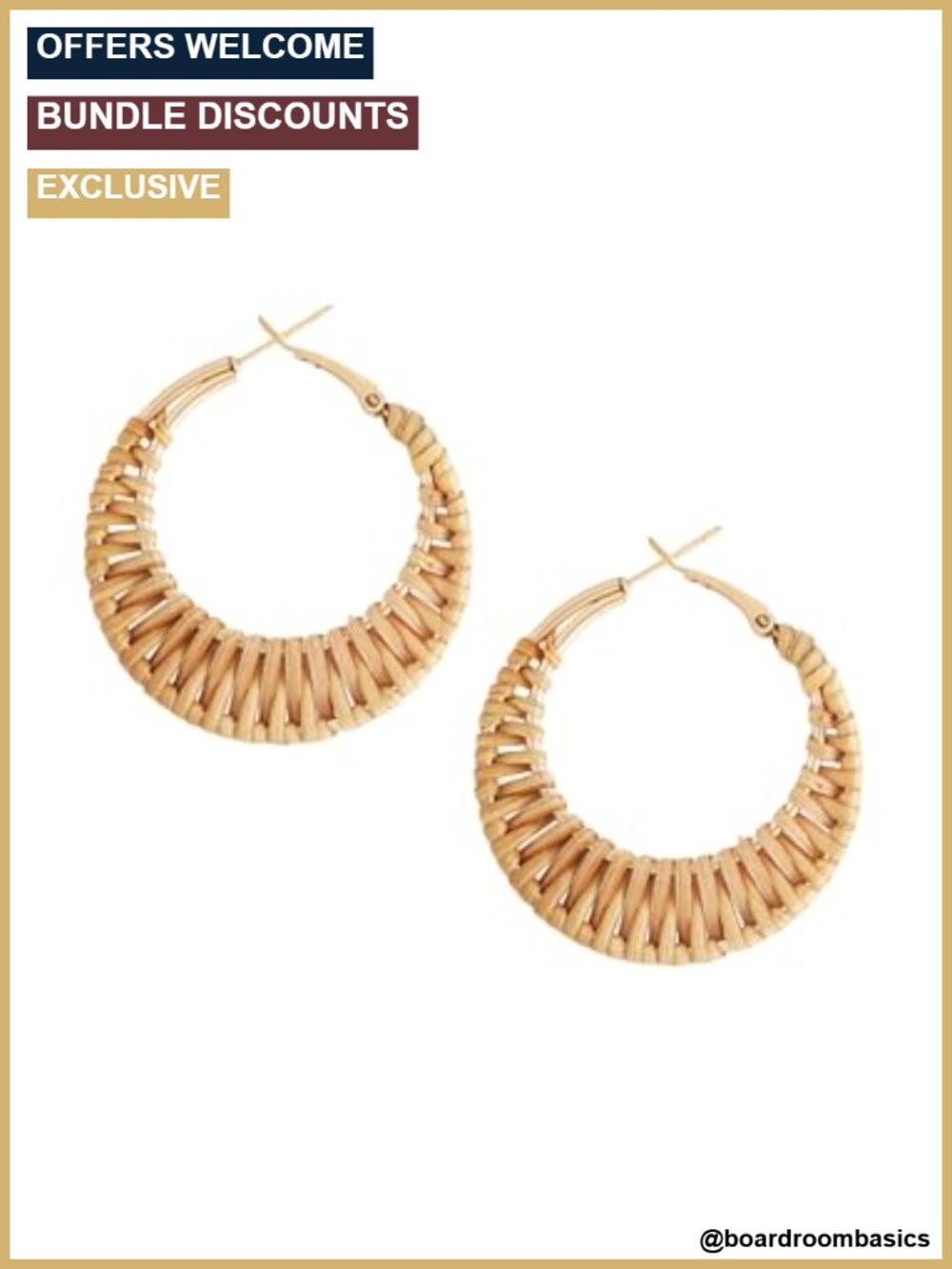 Handwoven Rattan Hoop Earrings Boho Beach Summer Jewelry for Women